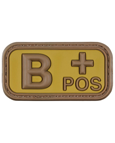Hook-and-Loop Patch, brown-khaki, blood group "B POS", 3D