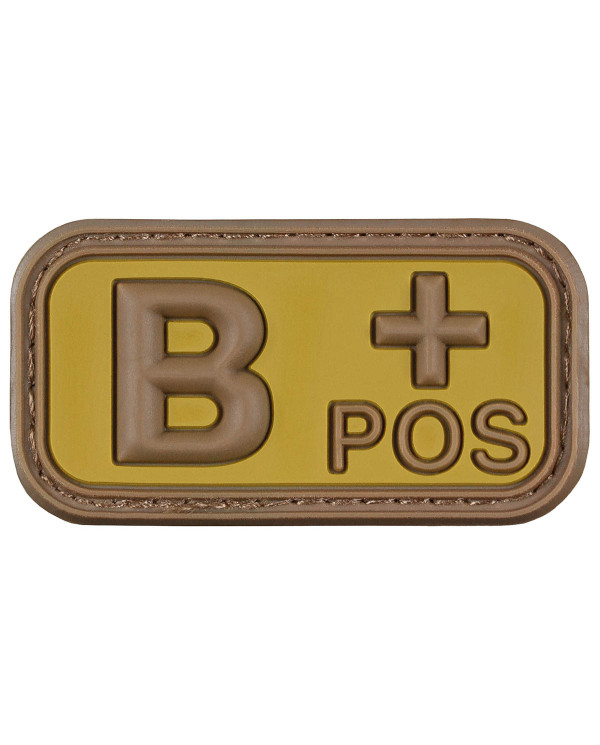 Hook-and-Loop Patch, brown-khaki, blood group "B POS", 3D