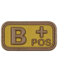 Hook-and-Loop Patch, brown-khaki, blood group "B POS", 3D