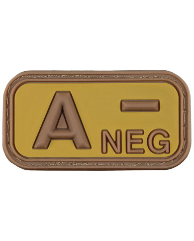 Hook-and-Loop Patch, brown-khaki, blood group "A NEG", 3D