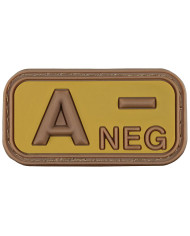 Hook-and-Loop Patch, brown-khaki, blood group "A NEG", 3D