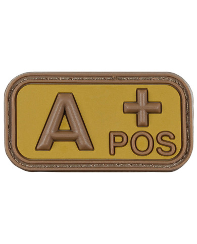 Hook-and-Loop Patch, brown-khaki, blood group "A POS", 3D