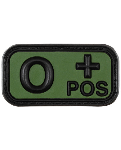 Hook-and-Loop Patch, black-OD green, blood group "O POS", 3D