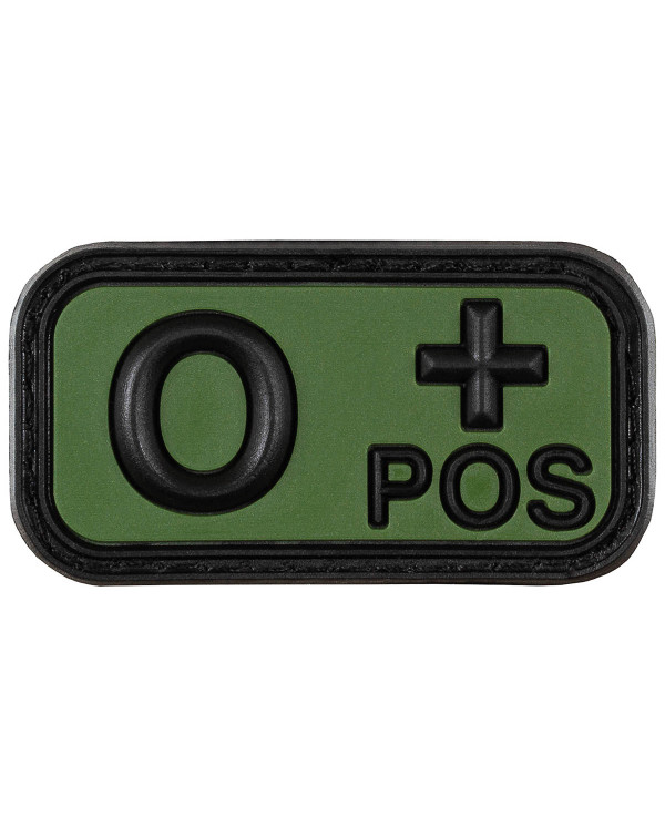 Hook-and-Loop Patch, black-OD green, blood group "O POS", 3D