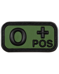 Hook-and-Loop Patch, black-OD green, blood group "O POS", 3D