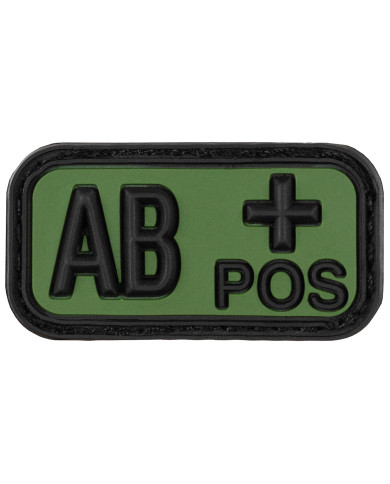 Hook-and-Loop Patch, black-OD green, blood group "AB POS", 3D