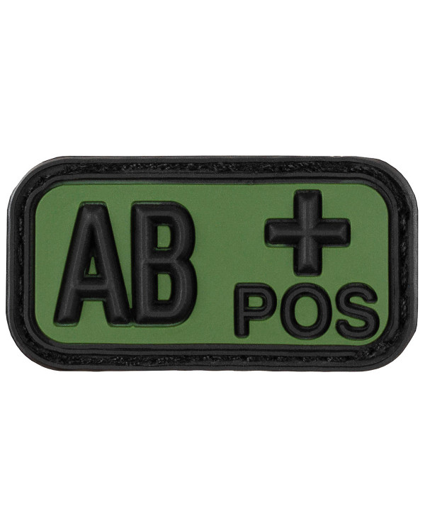Hook-and-Loop Patch, black-OD green, blood group "AB POS", 3D