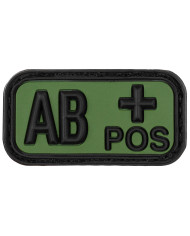 Hook-and-Loop Patch, black-OD green, blood group "AB POS", 3D