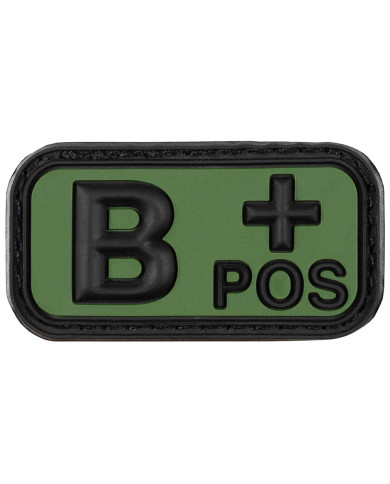 Hook-and-Loop Patch, black-OD green, blood group "B POS", 3D