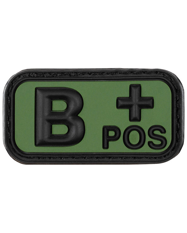 Hook-and-Loop Patch, black-OD green, blood group "B POS", 3D