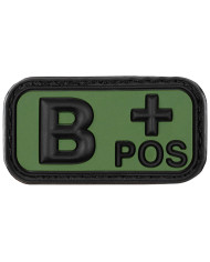 Hook-and-Loop Patch, black-OD green, blood group "B POS", 3D