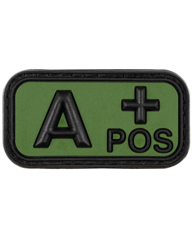 Hook-and-Loop Patch, black-OD green, blood group "A POS", 3D