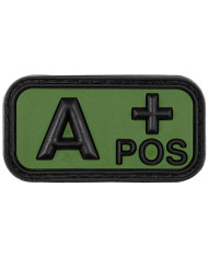 Hook-and-Loop Patch, black-OD green, blood group "A POS", 3D