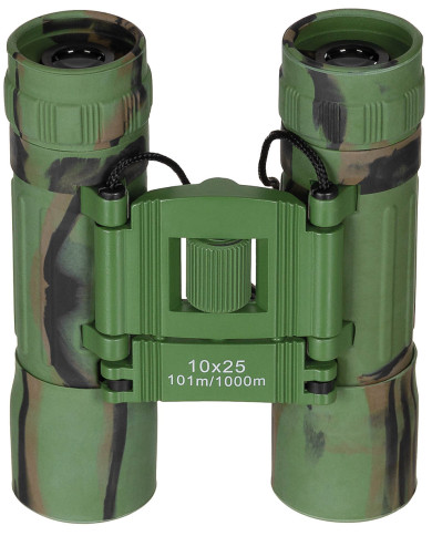 Binocular, foldable, 10 x 25, woodland, Ruby lens
