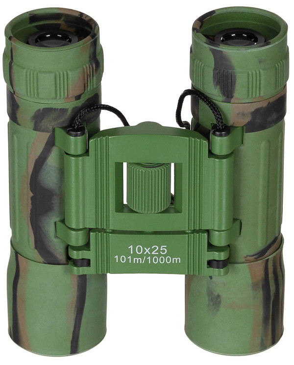 Binocular, foldable, 10 x 25, woodland, Ruby lens
