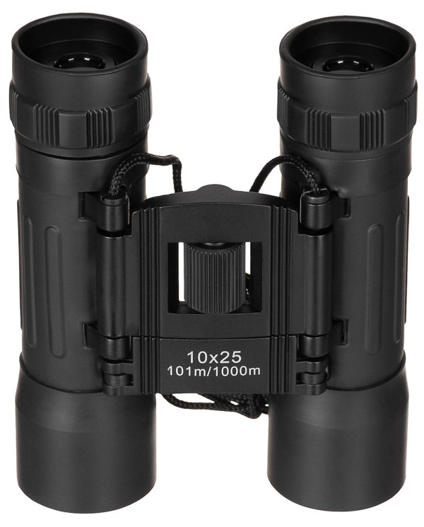 Binocular, foldable, 10 x 25, black, Ruby lens
