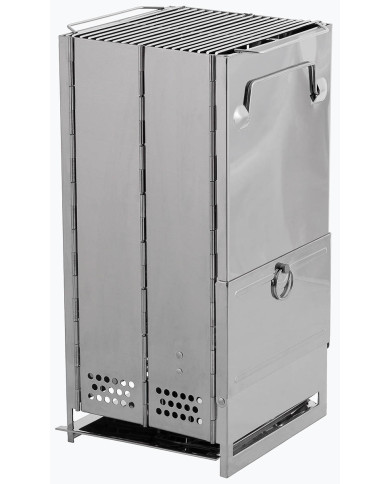 Rocket Stove, with grate, foldable,  large, Stainless Steel