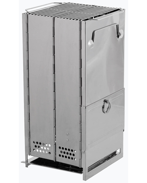 Rocket Stove, with grate, foldable,  large, Stainless Steel