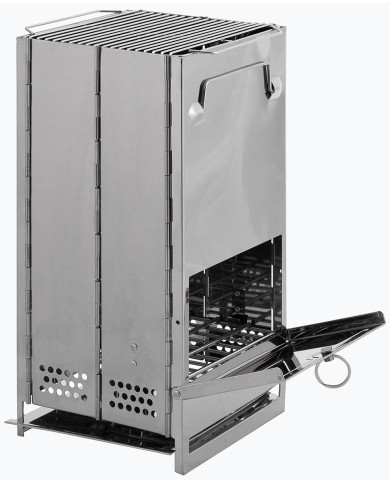 Rocket Stove, with grate, foldable,  large, Stainless Steel