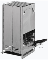Rocket Stove, with grate, foldable,  large, Stainless Steel