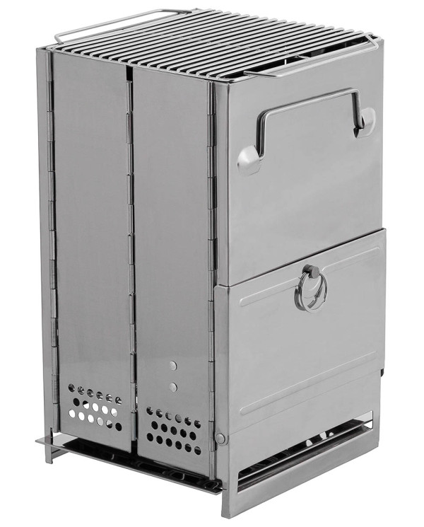 Rocket Stove, with grate, foldable,  medium, Stainless Steel