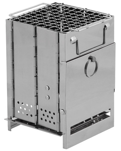 Rocket Stove, with grate, foldable,  mini, Stainless Steel