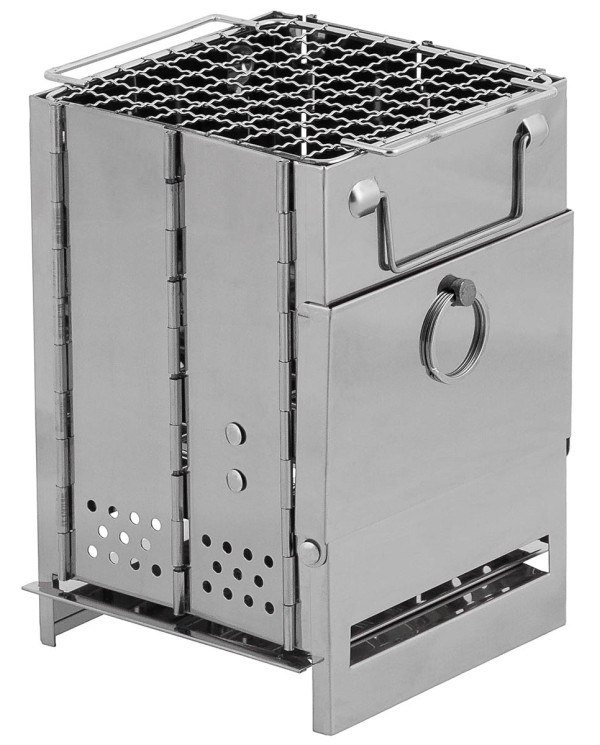 Rocket Stove, with grate, foldable,  mini, Stainless Steel