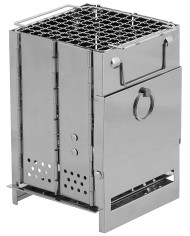 Rocket Stove, with grate, foldable,  mini, Stainless Steel