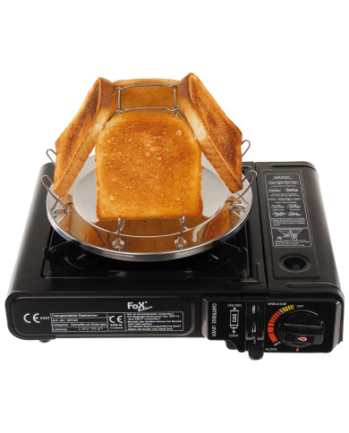 Camping Toaster, foldable, for 4 slices, with tongs