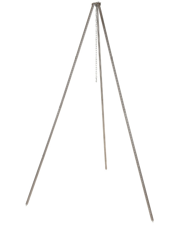 Tripod, ca. 1.9 m, Stainless Steel, with chain and hook