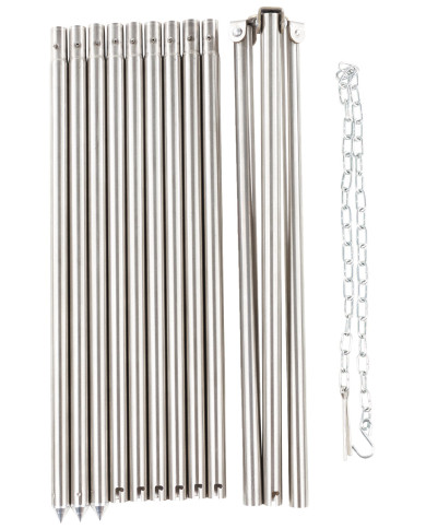Tripod, ca. 1.9 m, Stainless Steel, with chain and hook