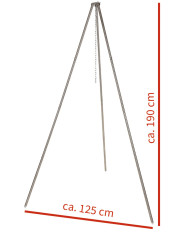 Tripod, ca. 1.9 m, Stainless Steel, with chain and hook