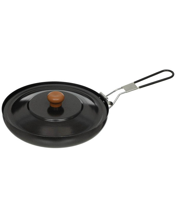 Frying Pan, with foldable handle, enamel lid