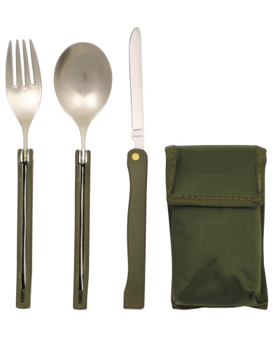 Cutlery Set,  "Camping", OD green, foldable