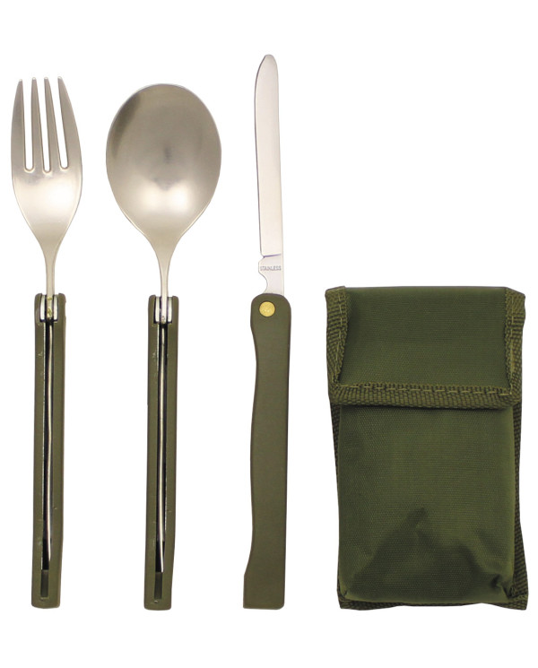 Cutlery Set,  "Camping", OD green, foldable