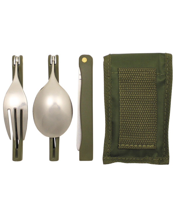 Cutlery Set,  "Camping", OD green, foldable