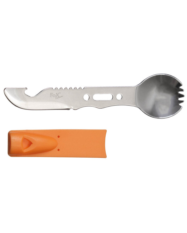 Multifunctional Spork, Stainless Steel, orange handle