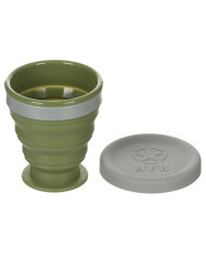 Folding Cup, with lid, Silicone, OD green, 200 ml