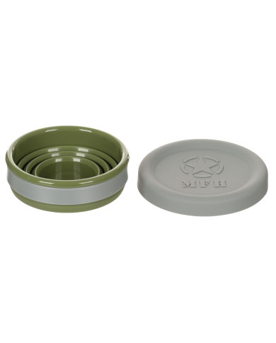 Folding Cup, with lid, Silicone, OD green, 200 ml