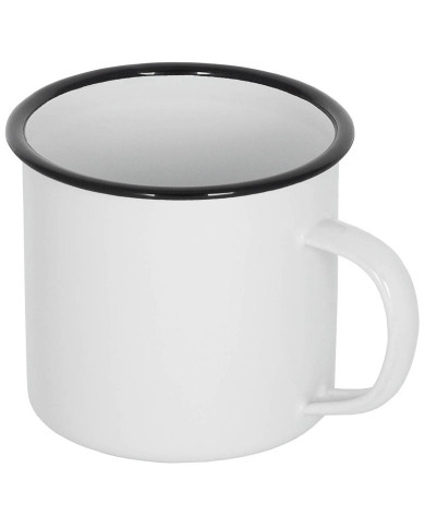 Enamel Cup, white-black, ca. 350 ml