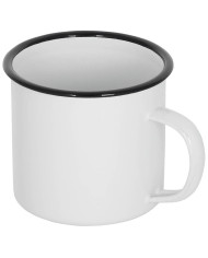 Enamel Cup, white-black, ca. 350 ml