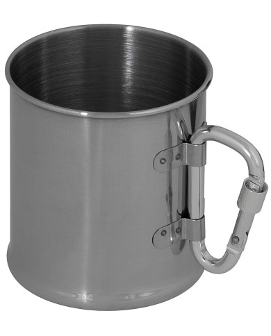 Cup, Stainless Steel, carabiner, single-walled, ca. 220 ml
