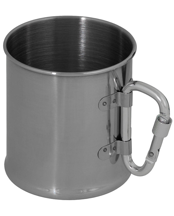 Cup, Stainless Steel, carabiner, single-walled, ca. 220 ml