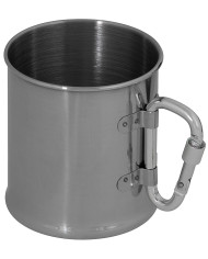 Cup, Stainless Steel, carabiner, single-walled, ca. 220 ml