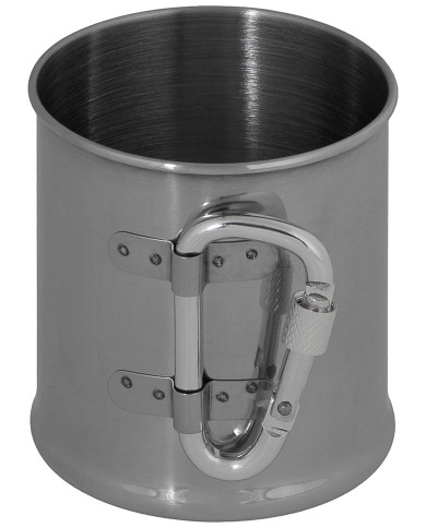 Cup, Stainless Steel, carabiner, single-walled, ca. 220 ml