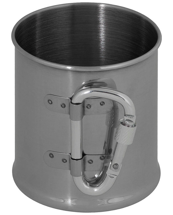Cup, Stainless Steel, carabiner, single-walled, ca. 220 ml