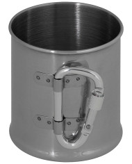 Cup, Stainless Steel, carabiner, single-walled, ca. 220 ml