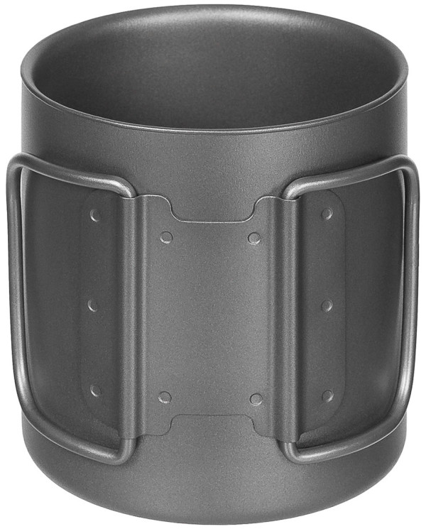 Cup, Titanium, folding handles,  double-walled, ca. 300 ml