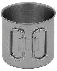 Cup, Stainless Steel,  folding handles, ca. 450 ml
