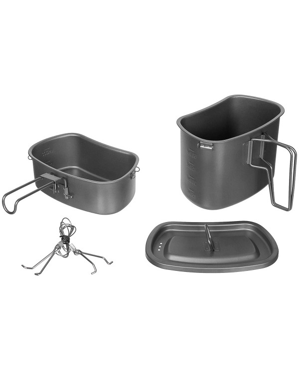 Mess Kit, Titanium, folding  handles, 3-part